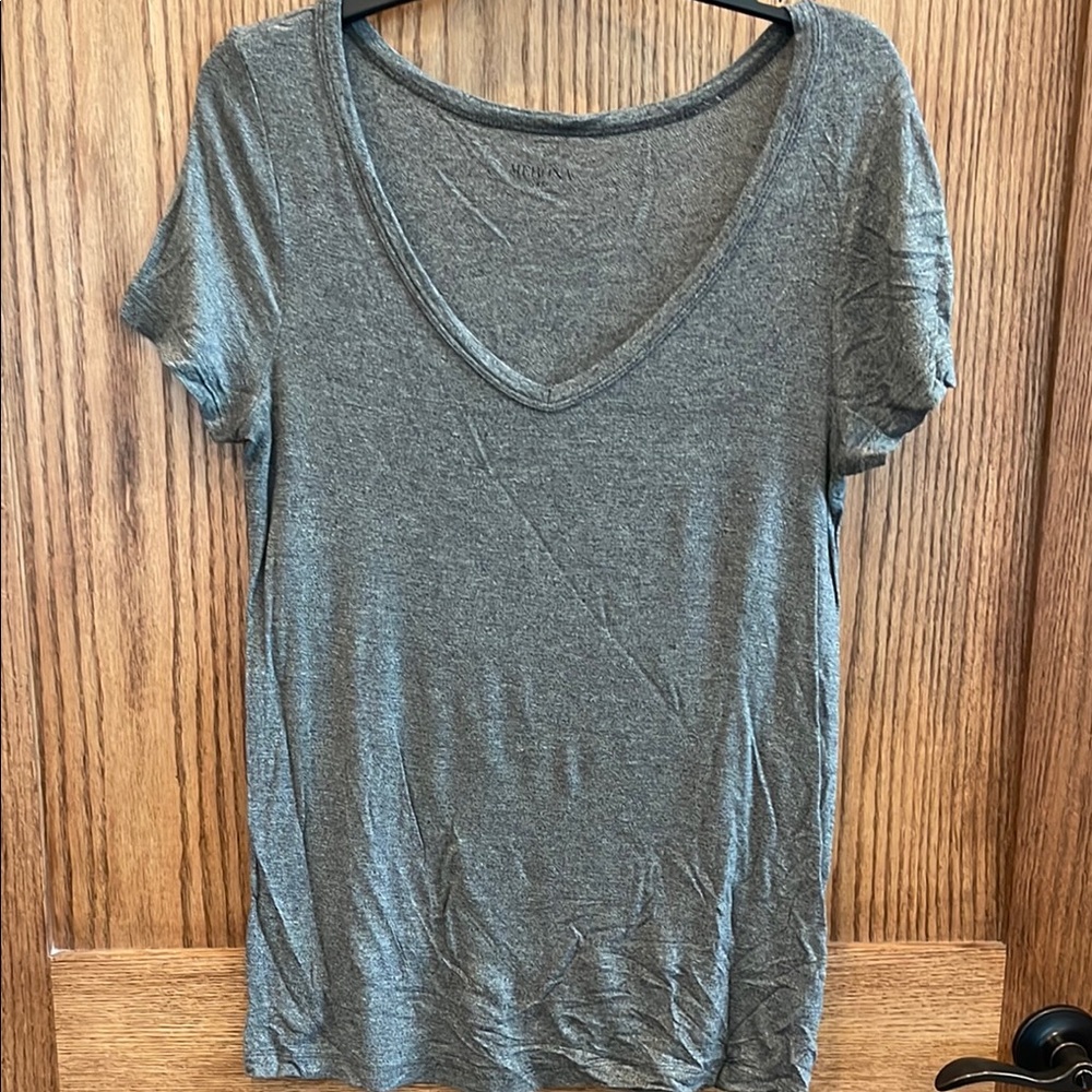 Gray V-Neck Women's Top